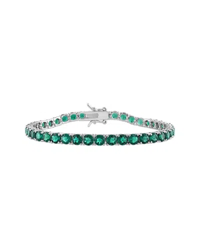 Rina Limor Silver 5.28 Ct. Tw. Lab-grown Emerald & Sapphire Bracelet
