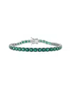 Rina Limor Silver 5.28 Ct. Tw. Lab-grown Emerald & Sapphire Bracelet