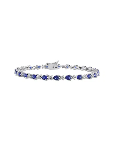 Rina Limor Silver 5.28 Ct. Tw. Lab-grown Sapphire Bracelet In Blue