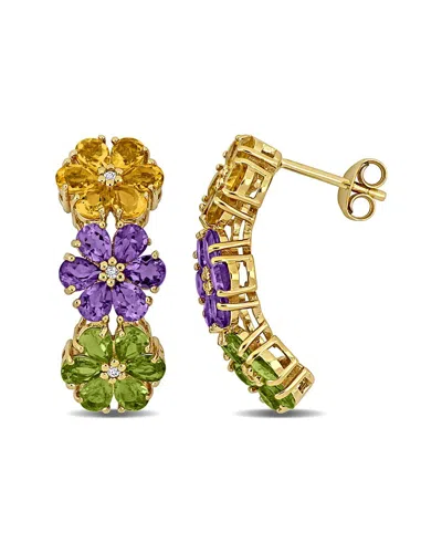 RINA LIMOR RINA LIMOR SILVER 5.36 CT. TW. AMETHYST & CITRINE & PERIDOT & TOPAZ EARRINGS