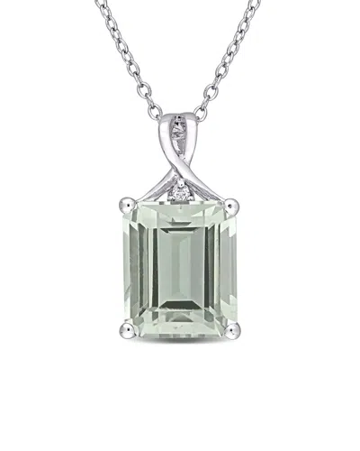 Rina Limor Silver 5.38 Ct. Tw. Gemstone Octagon Necklace In Green