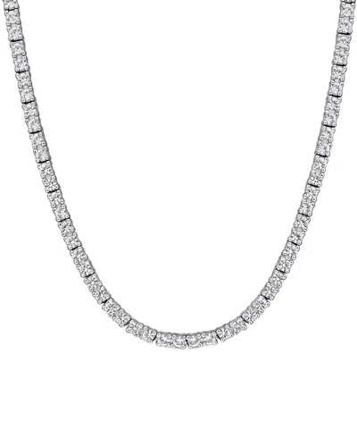 Rina Limor Silver 5.50 Ct. Tw. Lab-grown White Sapphire Tennis Necklace In Metallic