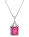 Rina Limor Silver 5.79 Ct. Tw. Diamond & Pink & White Topaz Halo Pendant Necklace