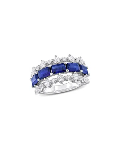Rina Limor Silver 6.10 Ct. Tw. Lab-grown Sapphire Ring In Blue