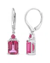 Rina Limor Silver 6.38 Ct. Tw. Diamond & Ruby & Pink Topaz Earrings In Metallic