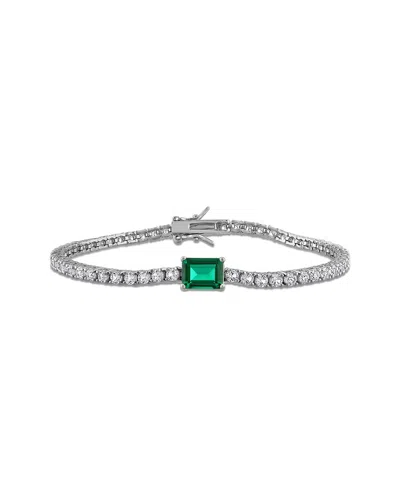 RINA LIMOR RINA LIMOR SILVER 6.75 CT. TW. LAB-GROWN EMERALD & SAPPHIRE BRACELET