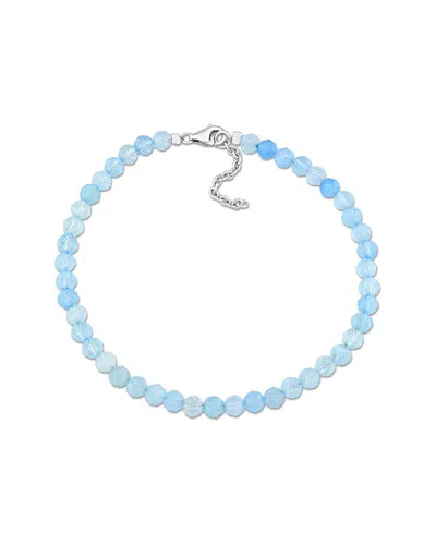 Rina Limor Silver 6.82 Ct. Tw. Aquamarine Facetted Bead Bracelet In Blue