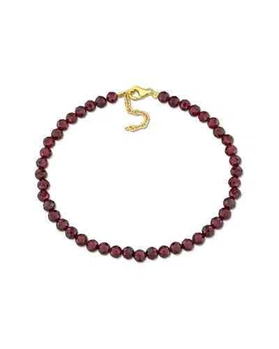 Rina Limor Silver 6.97 Ct. Tw. Garnet Beaded Bracelet In Brown