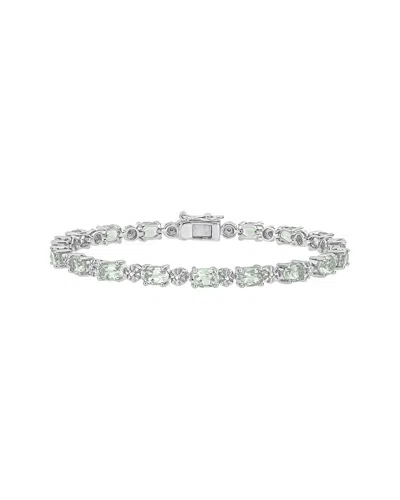 Rina Limor Silver 7.40 Ct. Tw. Diamond & Green Amethyst Tennis Bracelet In Pink