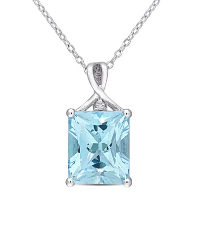 Rina Limor Silver 7.48 Ct. Tw. Gemstone Octagon Necklace In Blue