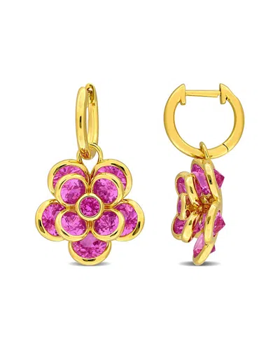 Rina Limor Silver 7.50 Ct. Tw. Lab-grown Pink Sapphire Earrings In Multi