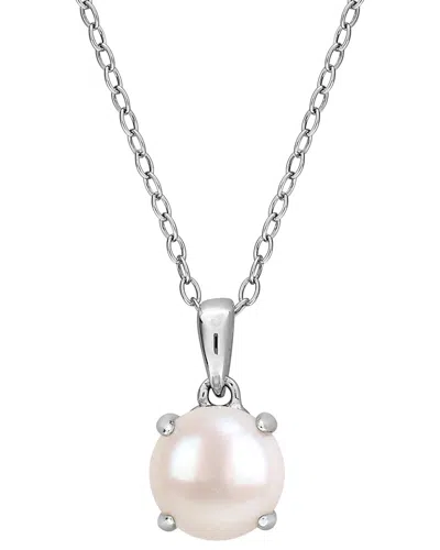 Rina Limor Silver 7.5-8.0 Mm Pearl Solitaire Necklace In Metallic