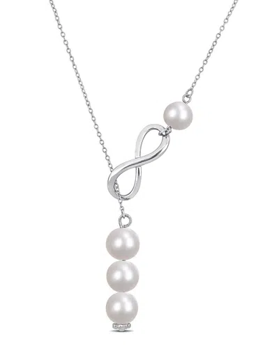 Rina Limor Silver 8-8.5mm Pearl Lariat Necklace
