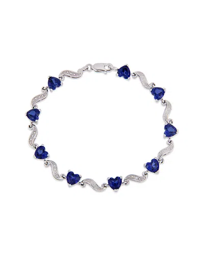 Rina Limor Silver 8.21 Ct. Tw. Diamond & Created Blue Sapphirebracelet