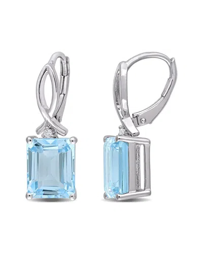 Rina Limor Silver 8.26 Ct. Tw. Gemstone Octagon Earrings In Blue