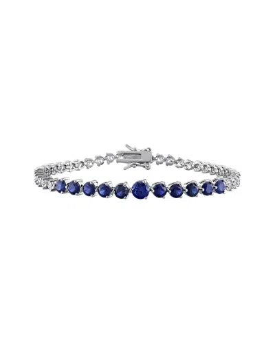 Rina Limor Silver 8.38 Ct. Tw. Lab-grown Blue And White Sapphire Graduated Tennis Bracelet