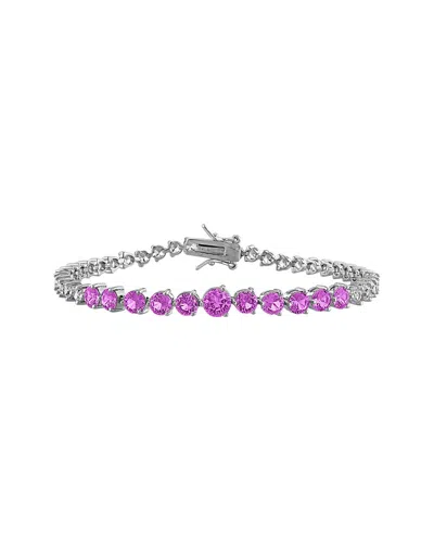 Rina Limor Silver 8.39 Ct. Tw. Lab-grown Pink And White Sapphire Graduated Tennis Bracelet In Pattern