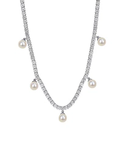 Rina Limor Silver 9.24 Ct. Tw. Lab-grown Gemstone & 6-6.5mm Pearl Necklace