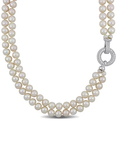 Rina Limor Silver Pearl Necklace In Metallic