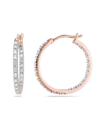 Rina Limor Silver Pink Plated 0.25 Ct. Tw. Diamond Earrings