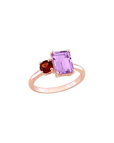 RINA LIMOR RINA LIMOR TOI & MOI ROSE GOLD PLATED 2.81 CT. TW. GARNET & AMETHYST RING