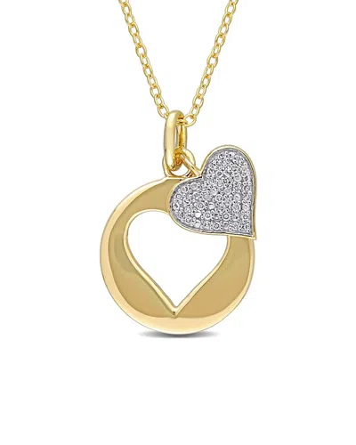 Rina Limor Vermeil 0.1 Ct. Tw. Diamond Double Heart Necklace In Gold