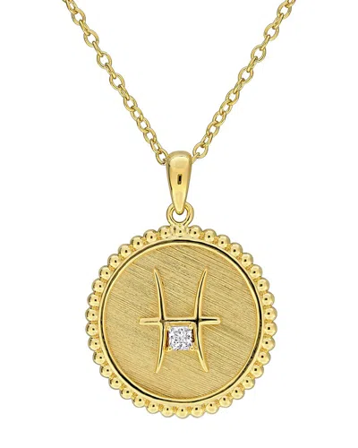 Rina Limor Zodiac Sign Plated 0.35 Ct. Tw. Lab-grown Created White Sapphire  Virgo Pendant In Orange