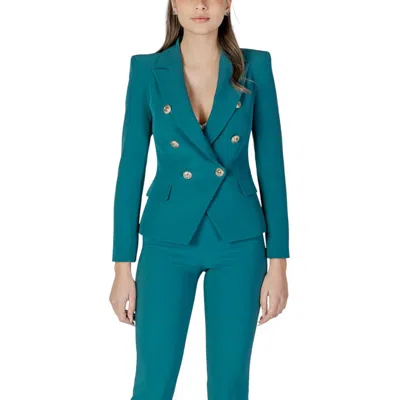 Rinascimento Black Polyester Blazer In Blue