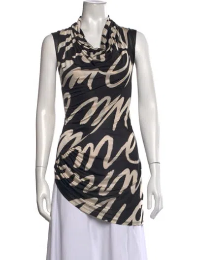 Pre-owned Rinascimento Graphic Print Cowl Neck Top In Black