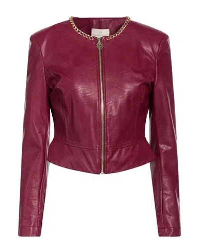 Rinascimento Woman Jacket Garnet Size Xs Viscose, Polyurethane Resin In Red