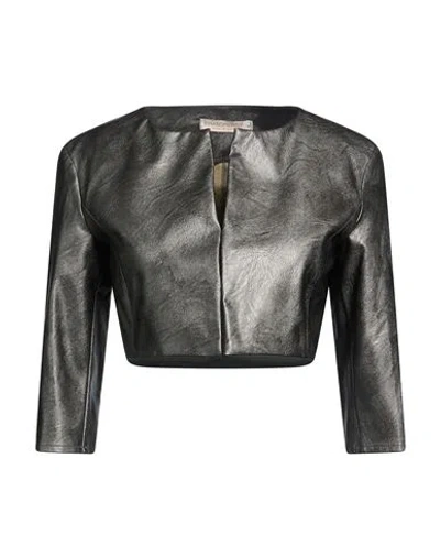 Rinascimento Woman Jacket Grey Size Xl Viscose, Polyurethane Resin In Gray