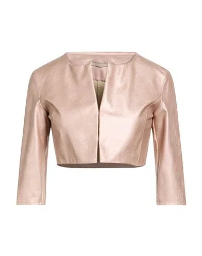 Rinascimento Woman Jacket Rose Gold Size L Viscose, Polyurethane Resin In Pink