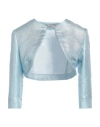 Rinascimento Woman Jacket Sky Blue Size M Polyester, Metallic Fiber In Blue