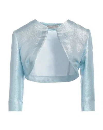 Rinascimento Woman Jacket Sky Blue Size M Polyester, Metallic Fiber