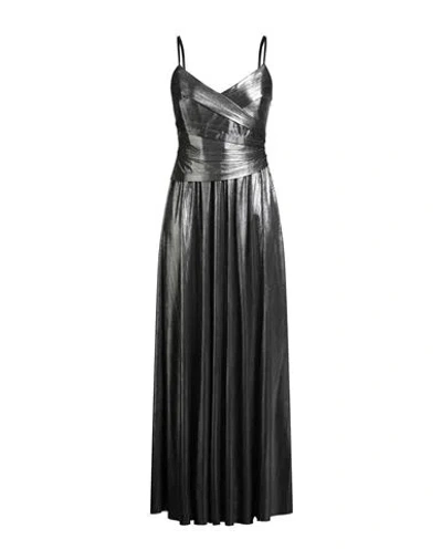 Rinascimento Woman Maxi Dress Silver Size L Polyester, Elastane In Metallic