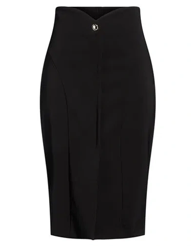 Rinascimento Woman Midi Skirt Black Size L Polyester, Elastane