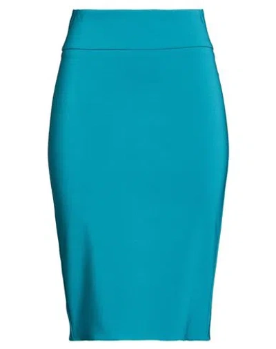 Rinascimento Woman Midi Skirt Emerald Green Size M Polyester, Elastane In Blue