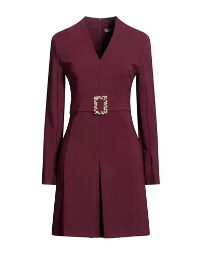 Rinascimento Woman Mini Dress Burgundy Size Xs Polyester, Elastane In Purple
