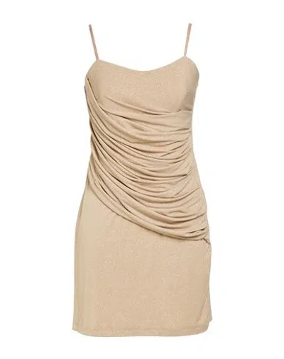 Rinascimento Woman Mini Dress Gold Size M Polyester, Elastane In Neutral