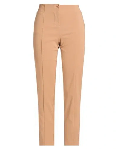 Rinascimento Woman Pants Camel Size L Polyester, Elastane In Brown