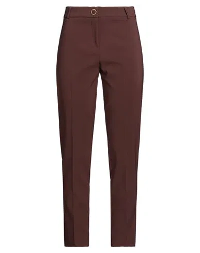 Rinascimento Woman Pants Chocolate Brown Size Xl Polyester, Elastane