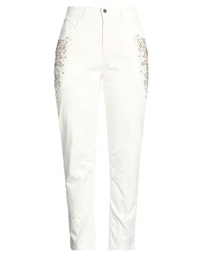 Rinascimento Woman Pants Off White Size 16 Cotton, Elastane In Animal Print