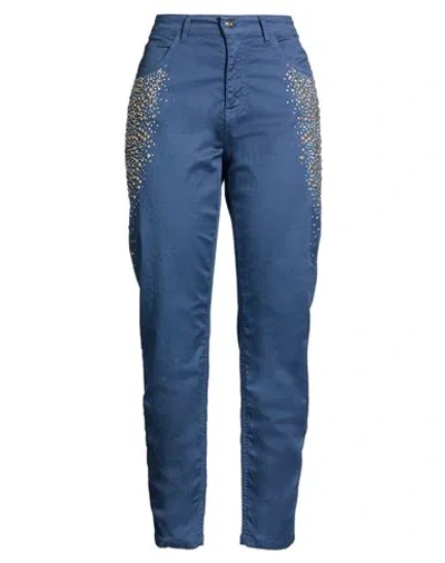 Rinascimento Woman Pants Slate Blue Size 12 Cotton, Elastane