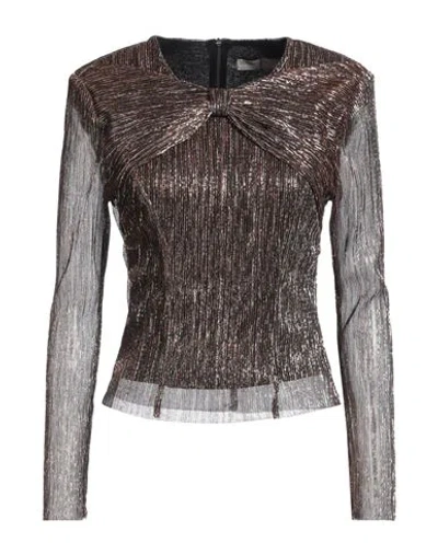Rinascimento Woman Top Copper Size S Polyester, Metallic Fiber