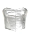 Rinascimento Woman Top Silver Size L Polyester, Cotton, Polyamide, Elastane In Gray