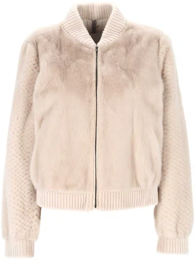 Rindi Ribbed Trim Zip Jacket In Neutral