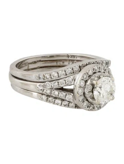 Pre-owned Ring 1.00ctw Diamond Halo Engagement  In Multi