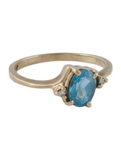 Pre-owned Ring 10k 1.00ct Topaz & Diamond Cocktail  In Multi