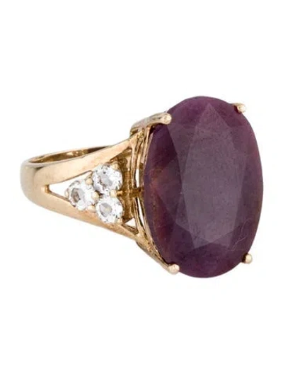 Pre-owned Ring 10k 10.12ct Ruby & Topaz Cocktail  In Multicolor