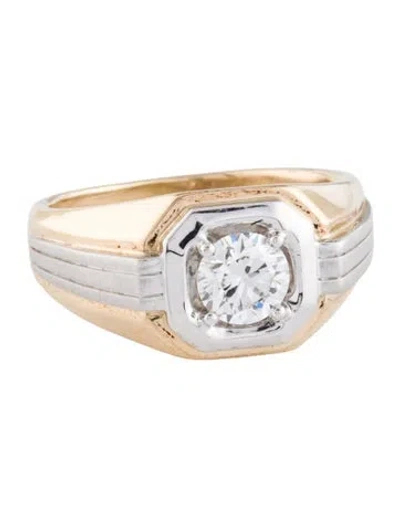 Pre-owned Ring 10k 1.05ctw Lab-grown Diamond Signet  In Multi